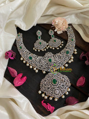 Bridal American Diamond Neckpiece-Green-G4402