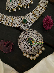 Bridal American Diamond Neckpiece-Green-G4401