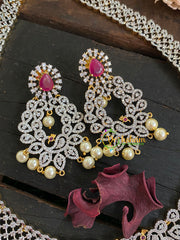 Royal American Diamond Bridal Red Haram-Plain-G4395