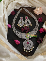 Royal American Diamond Bridal Red Haram-Plain-G4395