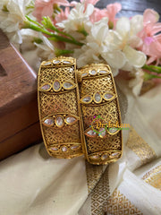 Premium Antique Openable Kada Bangle-White Stone-G3525