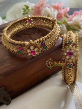 Premium Antique Openable Kada Bangle-AD Stone Floral-G3528