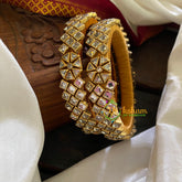 Kada Kundan Bangle-Square -Gold- G3653