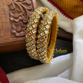 Kada Kundan Bangle-Square -Golden- G3654