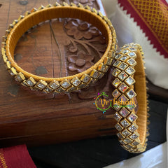 Kada Kundan Bangle-Square -Golden- G3654