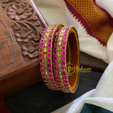 Kada Kundan Bangle-Square & Rectangle - Pink - G3655