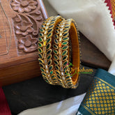 Kada Kundan Bangle-Oval-Green-G3656