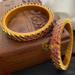 Kada Kundan Bangle-Square-Pink-G3660