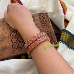 Kada Kundan Bangle-Square-Pink-G3660
