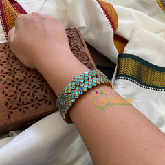 Kada Kundan Bangle-Square-Aqua Blue-G3662