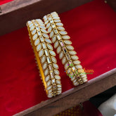 Kada Kundan Bangle-Oval-White-G3665