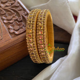 Kada Kundan Bangle-Square Golden-G3667