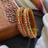 Kada Kundan Bangle-Oval Red-G3668