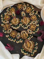 Shri Vishnu Dasavathar Neckpiece -Green Stone-G2857