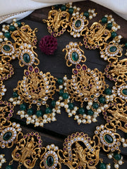 Shri Vishnu Dasavathar Neckpiece -Green Stone-G2857