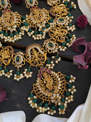 Shri Vishnu Dasavathar Neckpiece -Green Stone-G2857