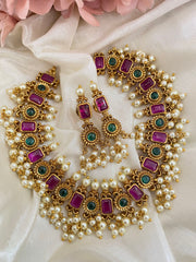 Geometric Design AD Stone Guttapusalu Neckpiece-G2866