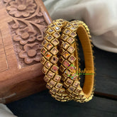 Kada Kundan Bangle-3 Layer Golden-G3671