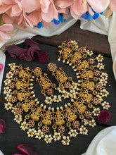 Premium AD Stone Temple Choker – Lakshmi Neckpiece -Red Green-G2882