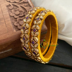 Kada Kundan Bangle-Flower Purple - G3672