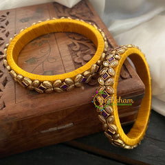 Kada Kundan Bangle-Flower Purple - G3672