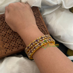 Kada Kundan Bangle-Flower Purple - G3672