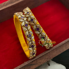 Kada Kundan Bangle-Flower Purple - G3672