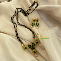 AD Stone Mangalsutra Style Pendant Chain -Green -G3584