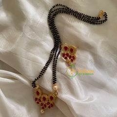 AD Stone Mangalsutra Style Pendant Chain -Red-G3586