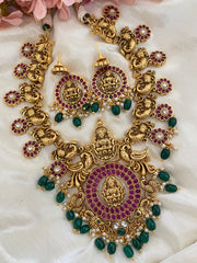 Antique Temple Lakshmi coin style Neckpiece-Green Beads -G2826