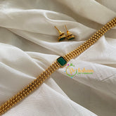 Gold Bead Choker with Pendant-Green-Square-G3587