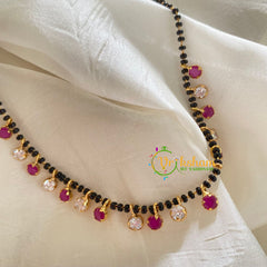AD Stone Black Beaded Neckpiece-G3594