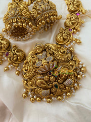 Premium Gold Look Alike Lakshmi Short Neckpiece -G8859