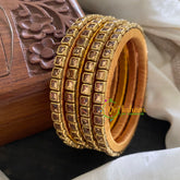 Single Line Sandal Gold Kundan Bangle-Glossy-G3602