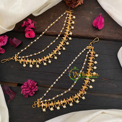 CZ Stone 3 Layered Pearl maatil -Pink Green-G8957