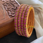 Single Line Purple Kundan Bangle-Opaque-G3692