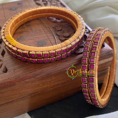 Single Line Purple Kundan Bangle-Opaque-G3692