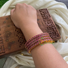 Single Line Purple Kundan Bangle-Opaque-G3692