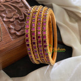 Single Line Purple Kundan Bangle-Glossy-G3605