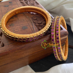 Single Line Purple Kundan Bangle-Glossy-G3605