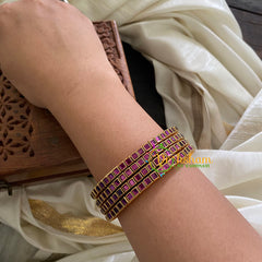 Single Line Purple Kundan Bangle-Glossy-G3605