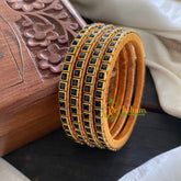 Single Line Black Kundan Bangle-Opaque-G3599