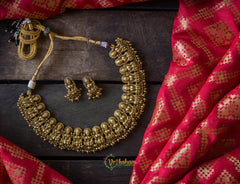 Gold look alike Plain Lakshmi golden pearl embelished choker-G691