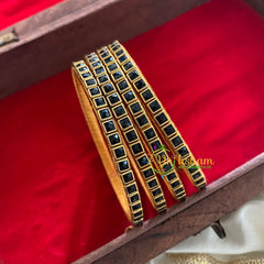 Single Line Black Kundan Bangle-Opaque-G3599