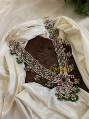 Unique Multilayer Bead Jadau Kundan Pendant Mala -J1671