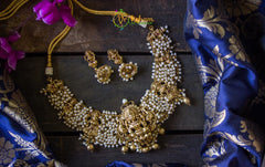 Gold look alike Lakshmi pearl Choker-G692