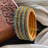 Single Line Kundan Bangle-Opaque- Light Blue-G3694