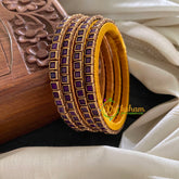 Single Line Purple Kundan Bangle-Opaque-G3693