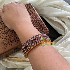 Single Line Purple Kundan Bangle-Opaque-G3693