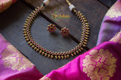 Gold look alike simple choker - Red-G706